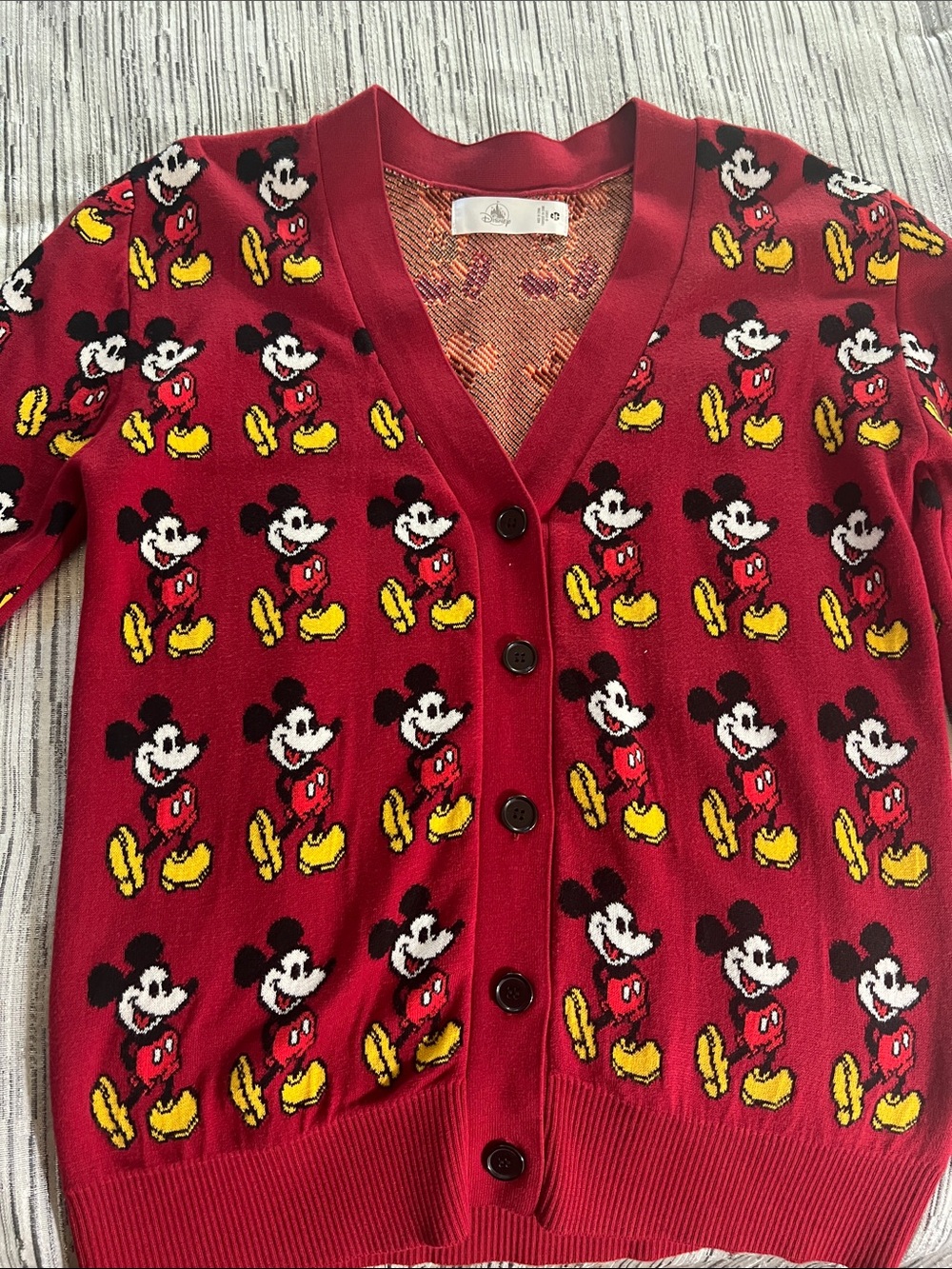 Disney Red Mickey Mouse Button-Up Cardigan Sweater